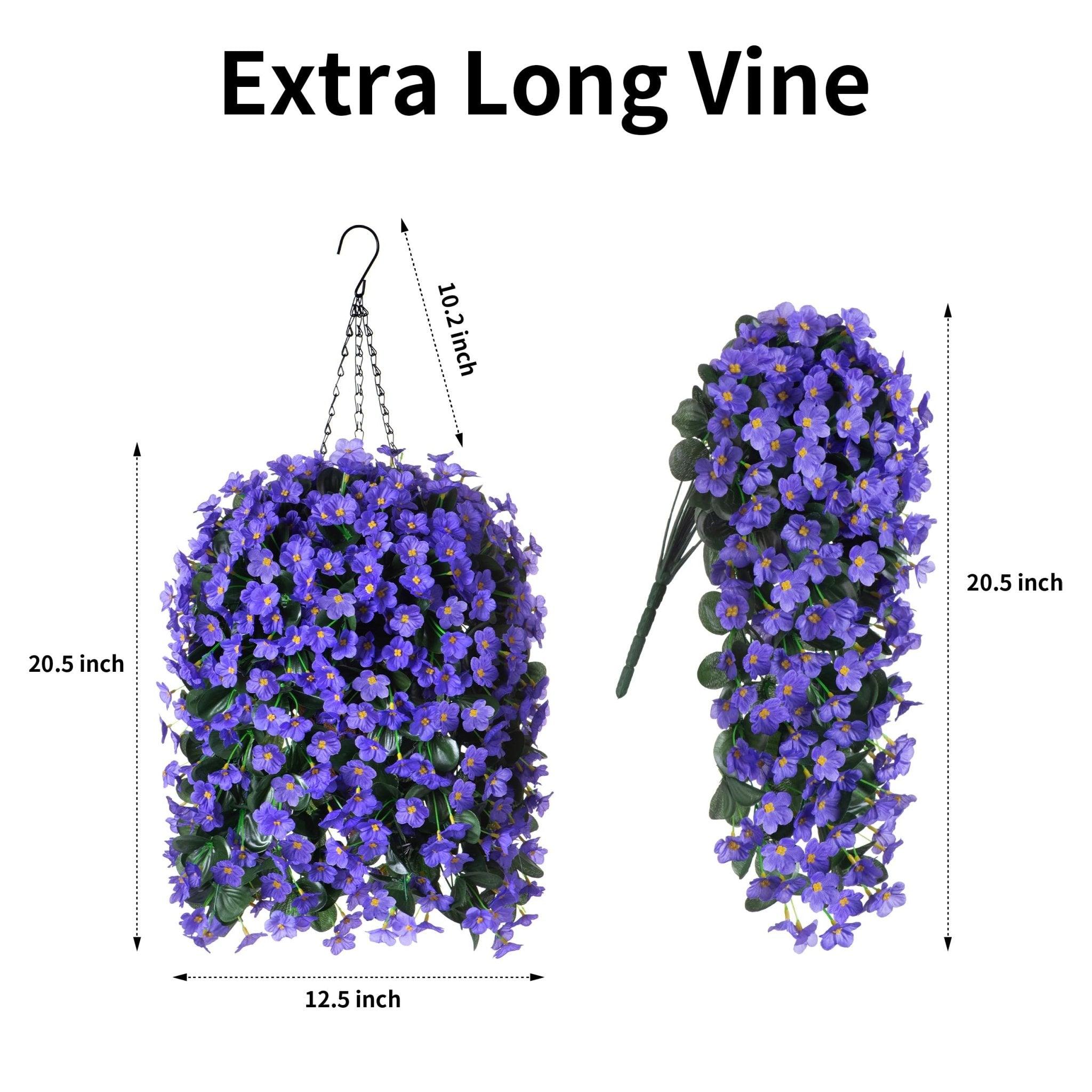 35" Faux Silk Orchid with Hanging Basket- Purple Blue - HyeFlora