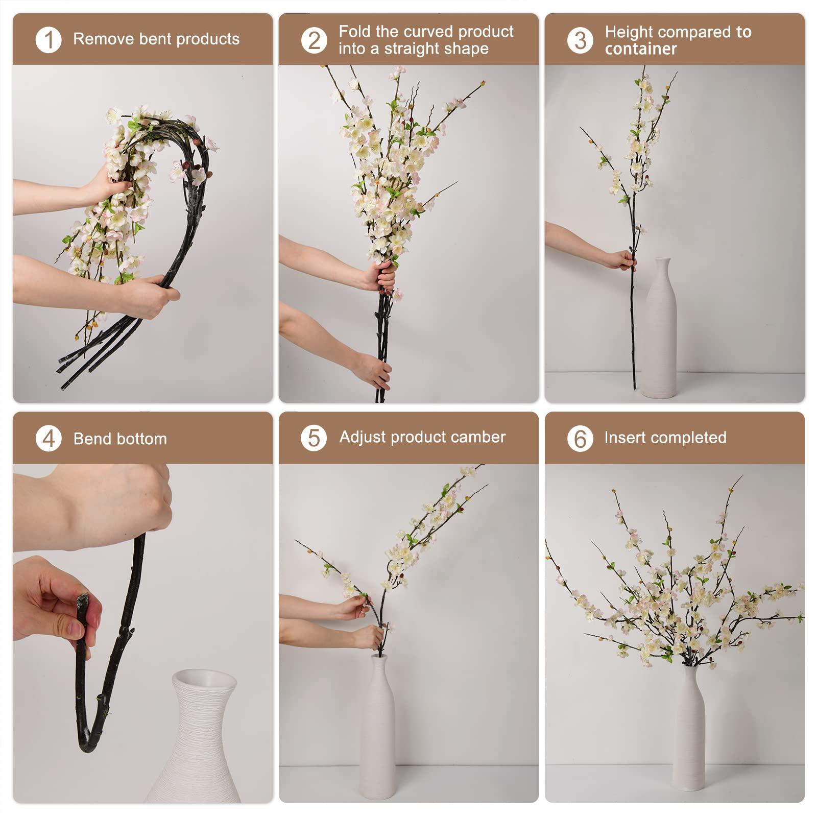 47” Faux Silk Plum Blossom Branches 4pcs - White - HyeFlora