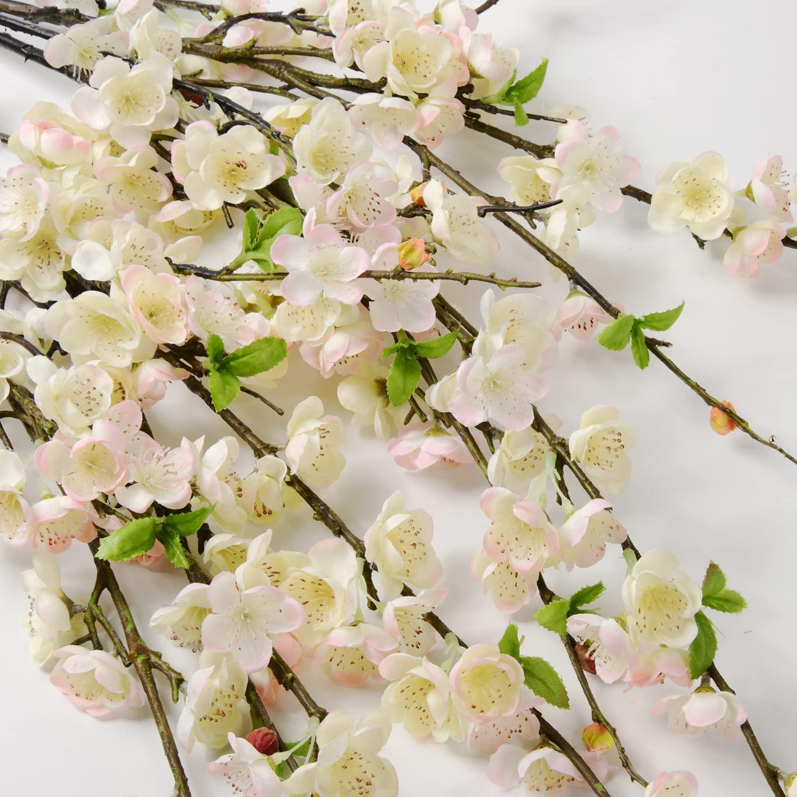 47” Faux Silk Plum Blossom Branches 4pcs - White - HyeFlora