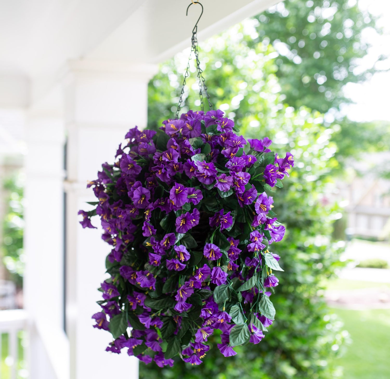 artificial morning glory hanging basket