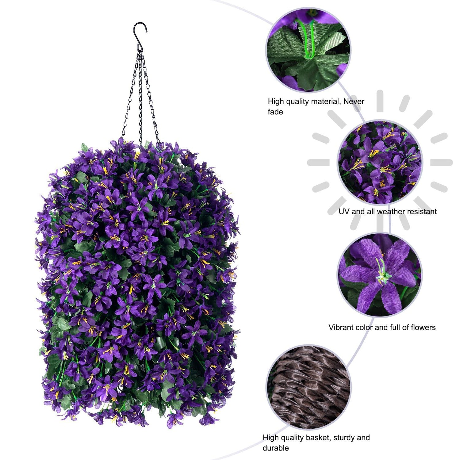 outdoor silk hanging plants Outdoor Porch Decor Faux Silk Realistic UV Resistant Purple Long Vines – HyeFlora