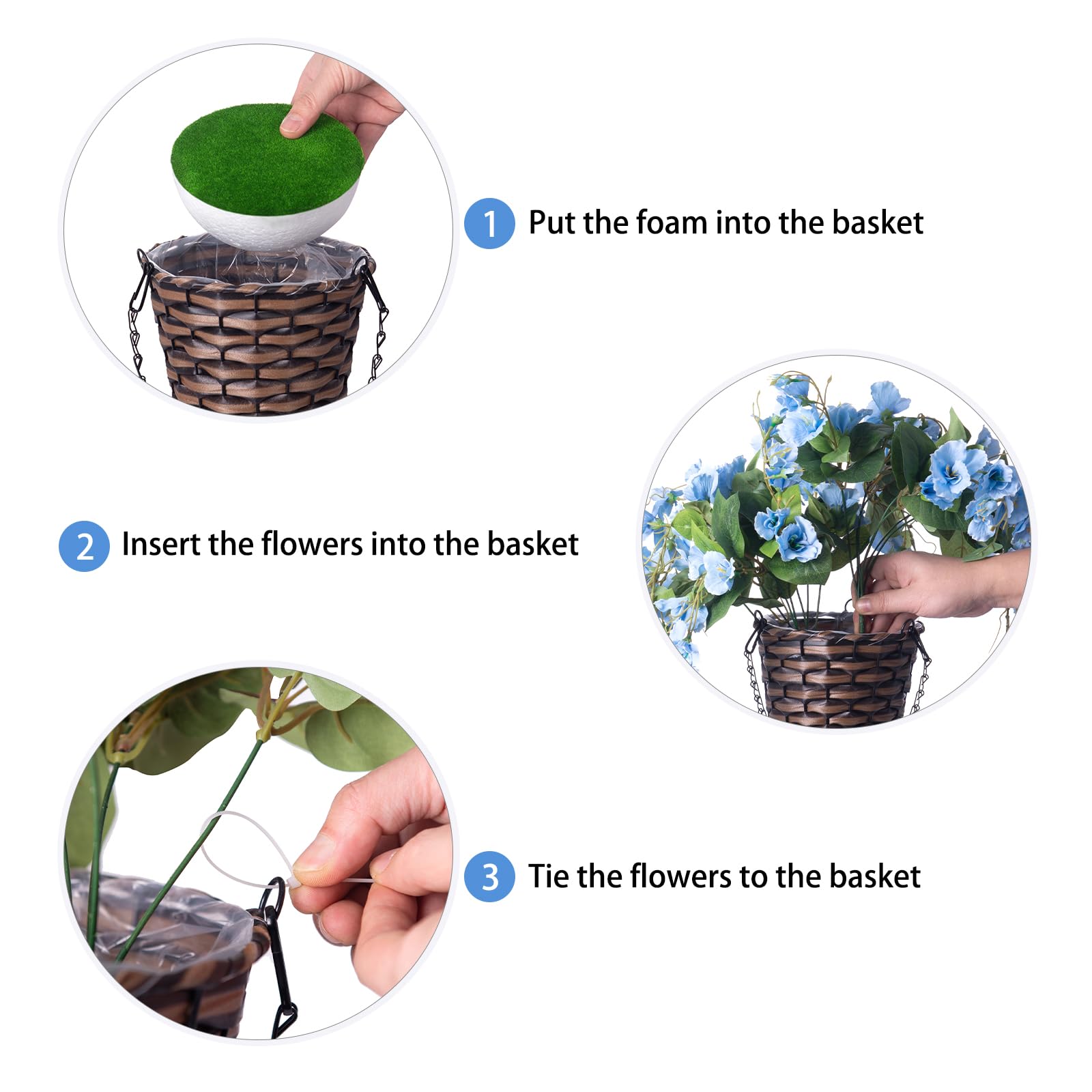 Artificial Hibiscus Flower Bush Hanging Basket with Trailing Vines - 20.5&quot;