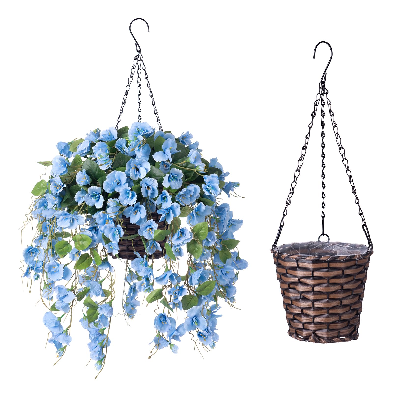 Artificial Hibiscus Flower Bush Hanging Basket with Trailing Vines - 20.5&quot;