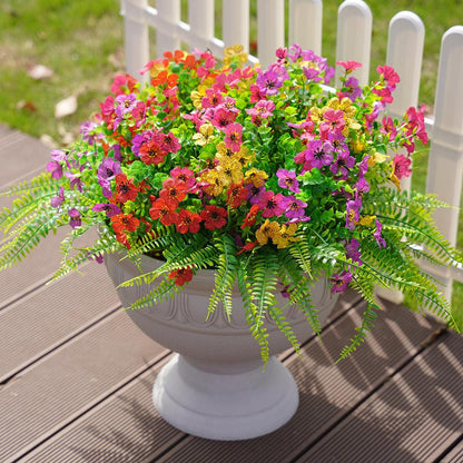 Silk Daisy Flowers on Eucalyptus Stems with Artificial Fern Accents - 14&quot; - HyeFlora