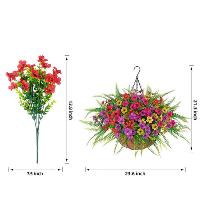 Silk Daisy Flowers and Fern Hanging Baskets - Mix Color - HyeFlora