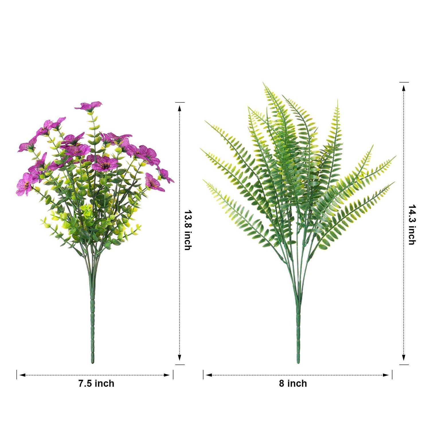 Silk Daisy Flowers on Eucalyptus Stems with Artificial Fern Accents - 14&quot; - HyeFlora