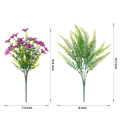 Silk Daisy Flowers on Eucalyptus Stems with Artificial Fern Accents - 14&quot; - HyeFlora