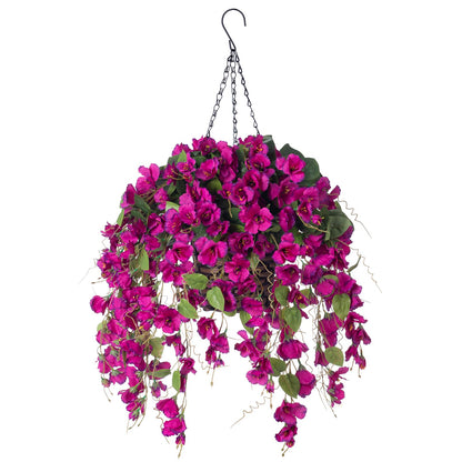 Outdoor UV resistance artificial flowers Faux Hibiscus Hanging Basket - 20.5&quot; - purple