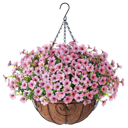 Silk Daisy Mums With Hanging Basket - 16&quot; - HyeFlora
