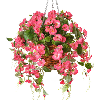 Outdoor UV resistance artificial flowers Faux Hibiscus Hanging Basket - 20.5&quot; - pink