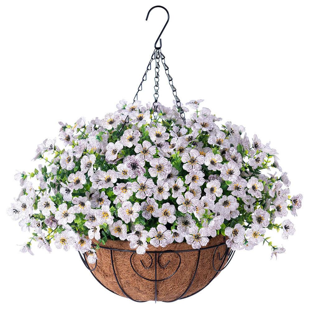 Silk Daisy Mums With Hanging Basket - 16&quot; - HyeFlora