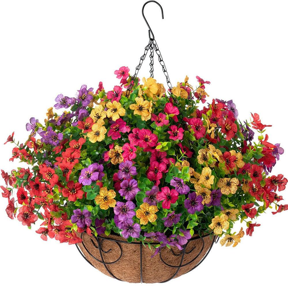 Silk Daisy Mums With Hanging Basket - 16" - HyeFlora