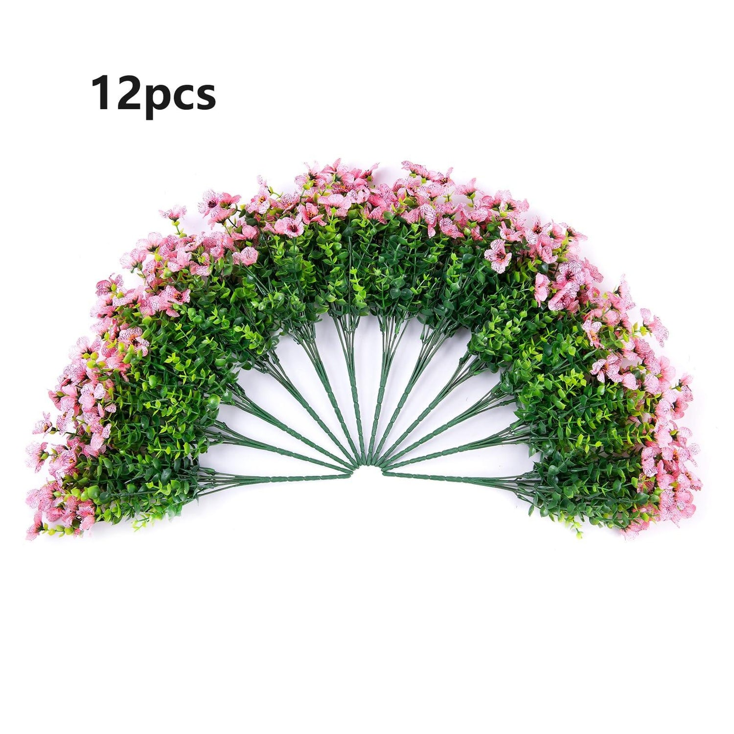 14&quot; Artificial Daisy Mums With Eucalyptus Stems - Pink Flowers 