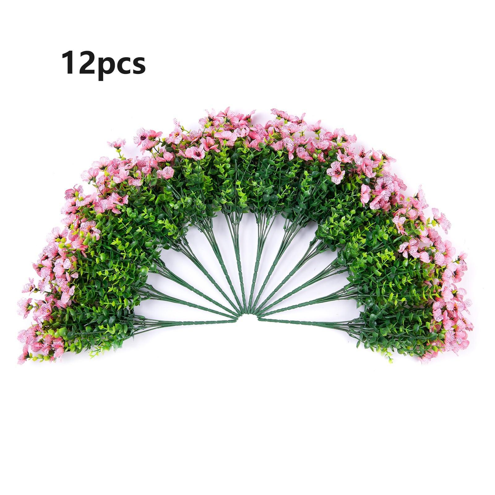 14&quot; Artificial Daisy Mums With Eucalyptus Stems - Pink Flowers 