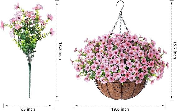 16&quot; Artificial Daisy Mums with Hanging Basket- Pink - HyeFlora