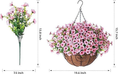 16&quot; Artificial Daisy Mums with Hanging Basket- Pink - HyeFlora