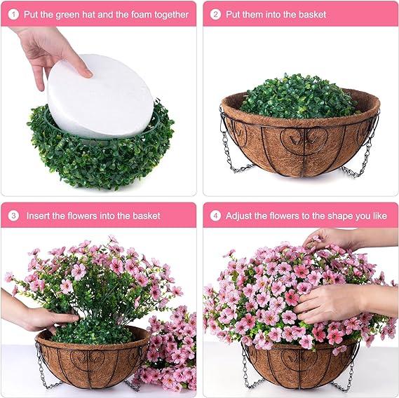 16&quot; Artificial Daisy Mums with Hanging Basket- Pink - HyeFlora