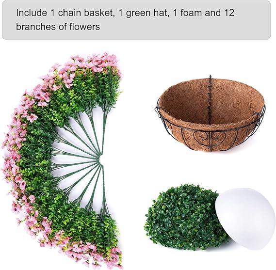 16&quot; Artificial Daisy Mums with Hanging Basket- Pink - HyeFlora