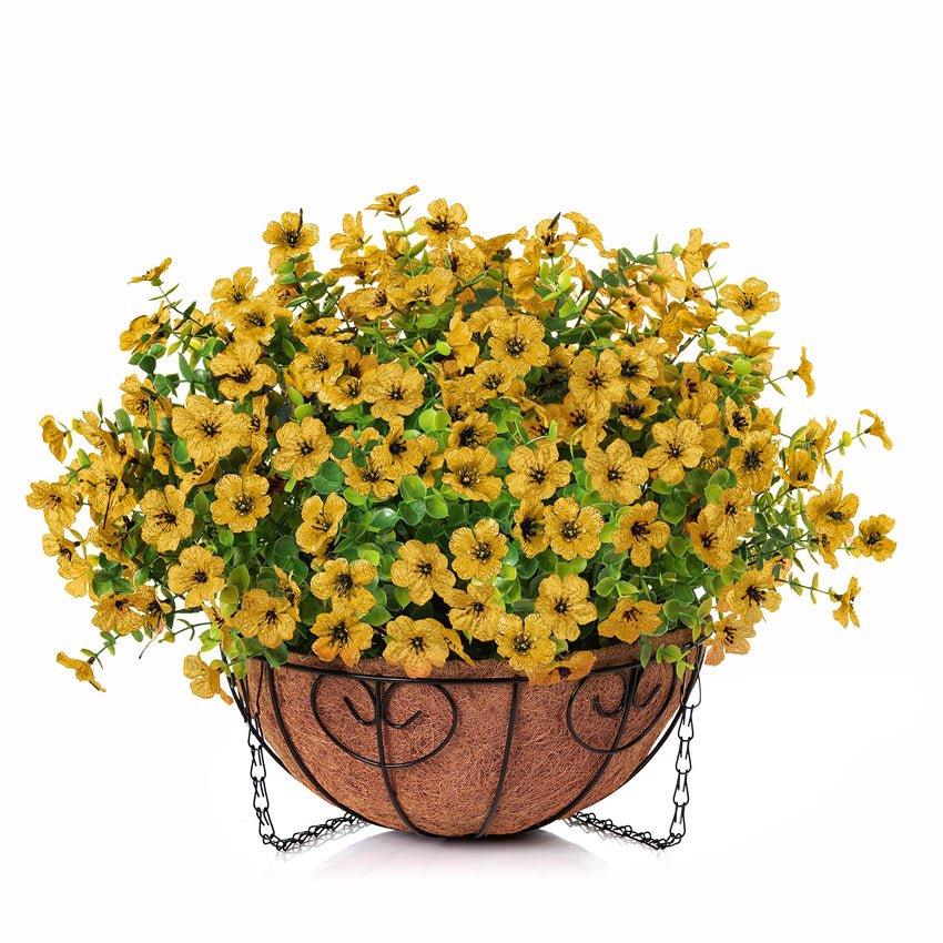 16&quot; Artificial Daisy Mums with Hanging Basket- Yellow - HyeFlora