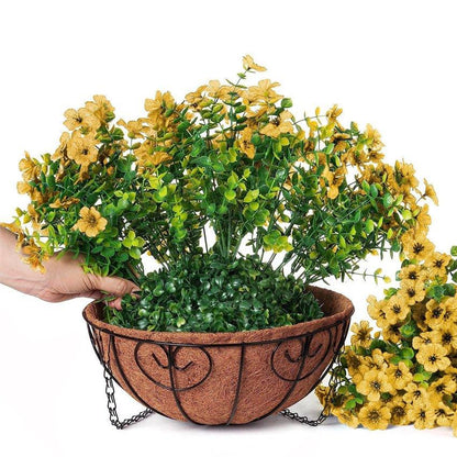 16&quot; Artificial Daisy Mums with Hanging Basket- Yellow - HyeFlora