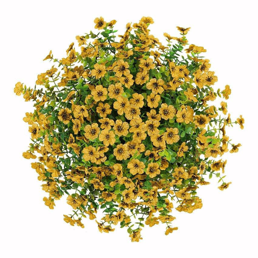 16&quot; Artificial Daisy Mums with Hanging Basket- Yellow - HyeFlora