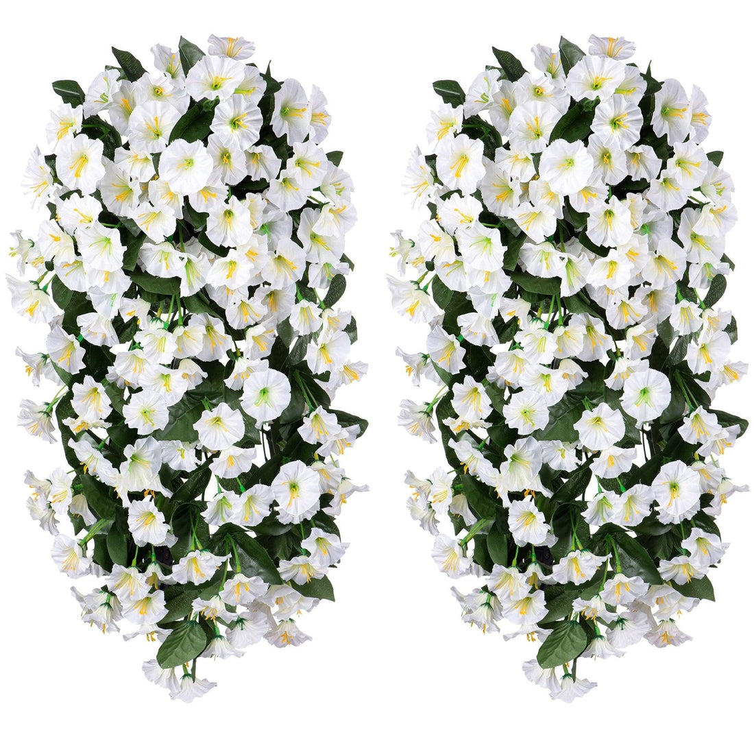 19"Faux Silk Morning Glory Vines 2PCS - White - HyeFlora