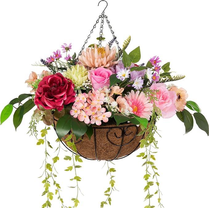 Outdoor Artificial Flowers Hanging Baskets – HyeFlora