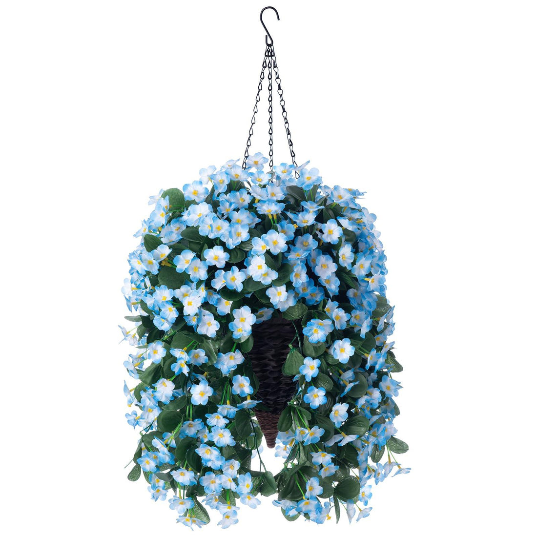 35" Faux Silk Morning Glories with Hanging Basket- Blue - HyeFlora
