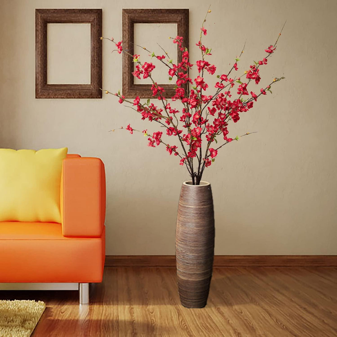 47” Faux Silk Plum Blossom Branches 4pcs - Red - HyeFlora