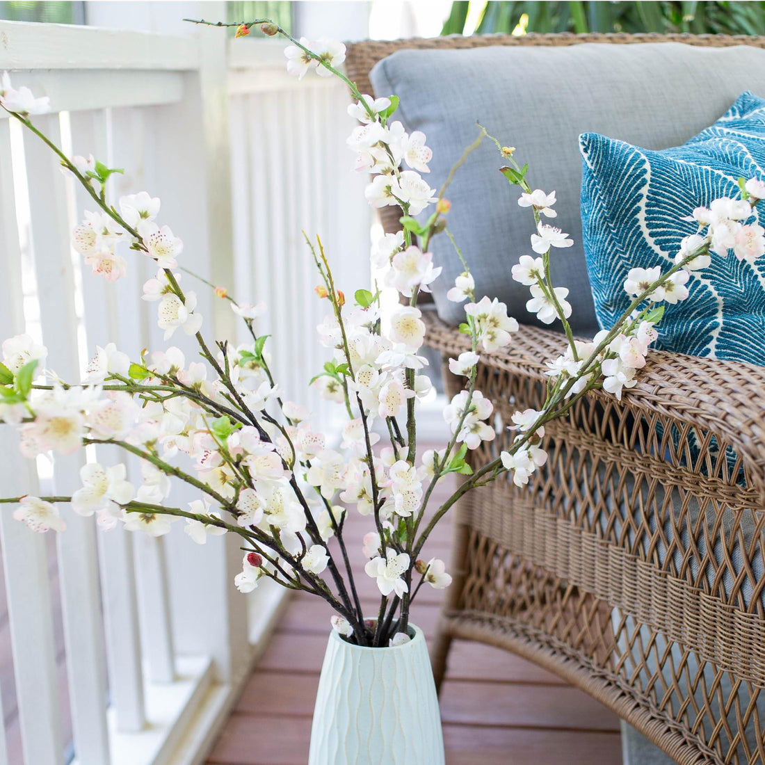 47” Faux Silk Plum Blossom Branches 4pcs - White - HyeFlora